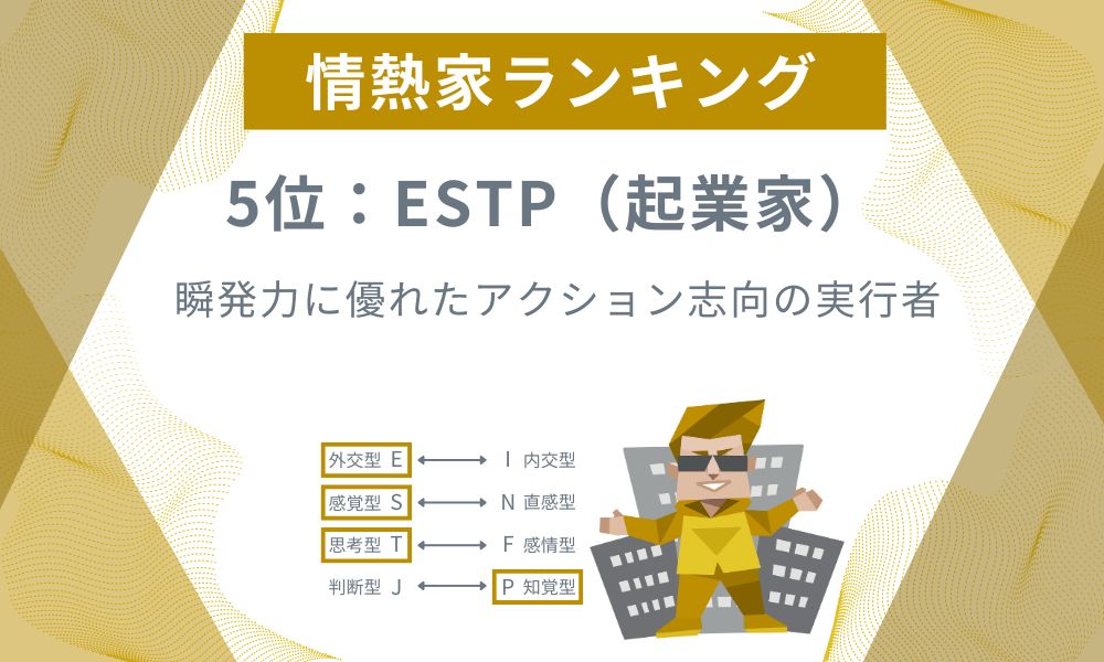 5位: ESTP - 瞬発力に優れたアクション志向の実行者